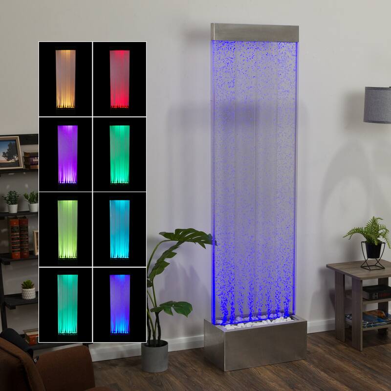 Alpine Corporation 72" Bubble Wall Fountain with Color Changing LED Lights and Remote