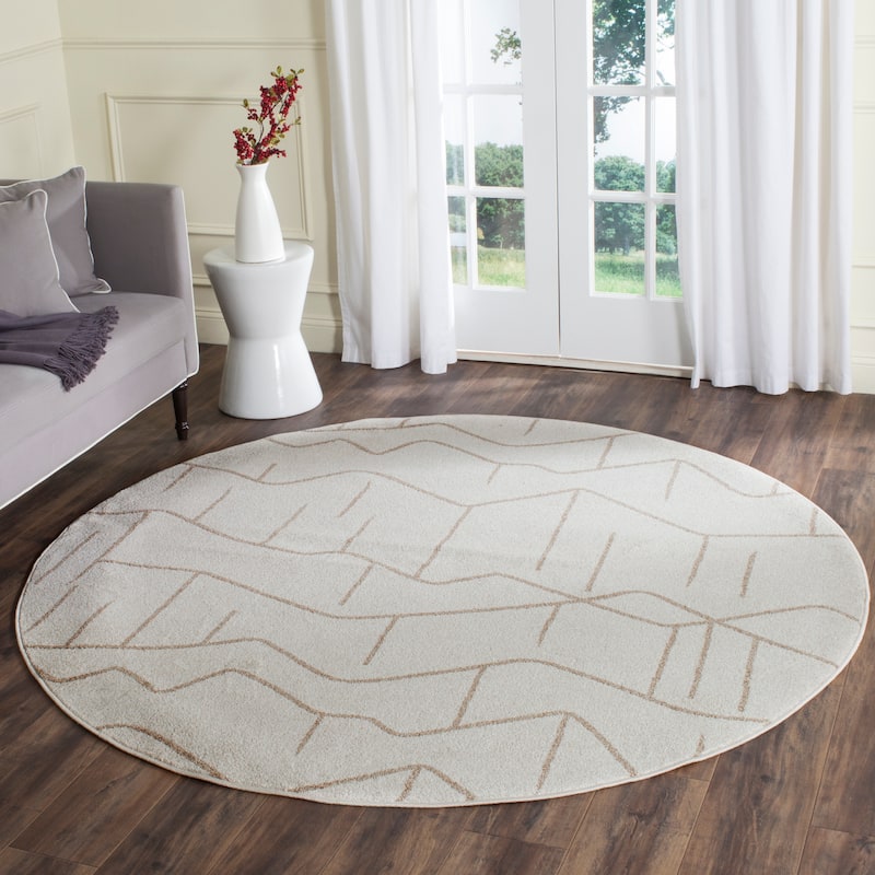 SAFAVIEH Amherst Olana Modern Rug - 7' Round - Ivory/Grey