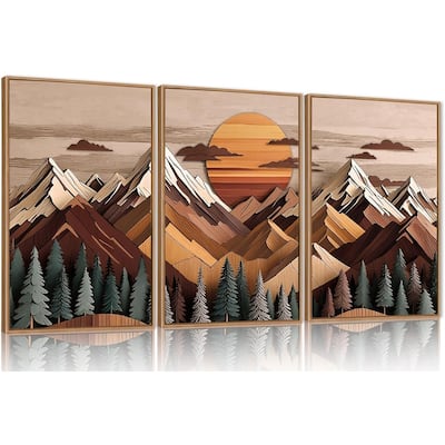 Pine Tree Scene Wall Painting, Vintage Forest Landscape Art Prints