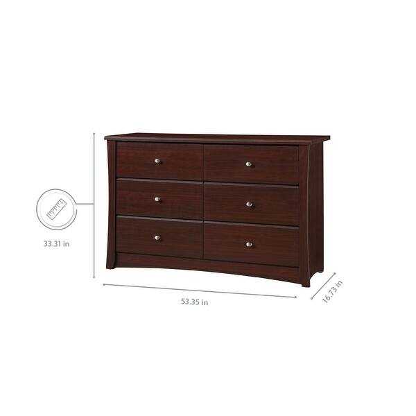 dimension image slide 1 of 6, Storkcraft Crescent 6 Drawer Chest - Durable, Stylish, and Elegant Storage Solution with 6 Spacious Drawers