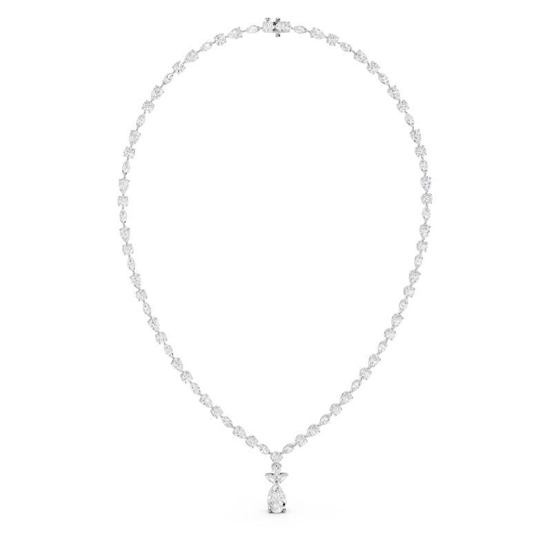 Auriya 14K Gold Lab Grown Alternating Diamond Lined Pear-Shaped Drop Necklace 19.80 ct. tw. (F-G VS)