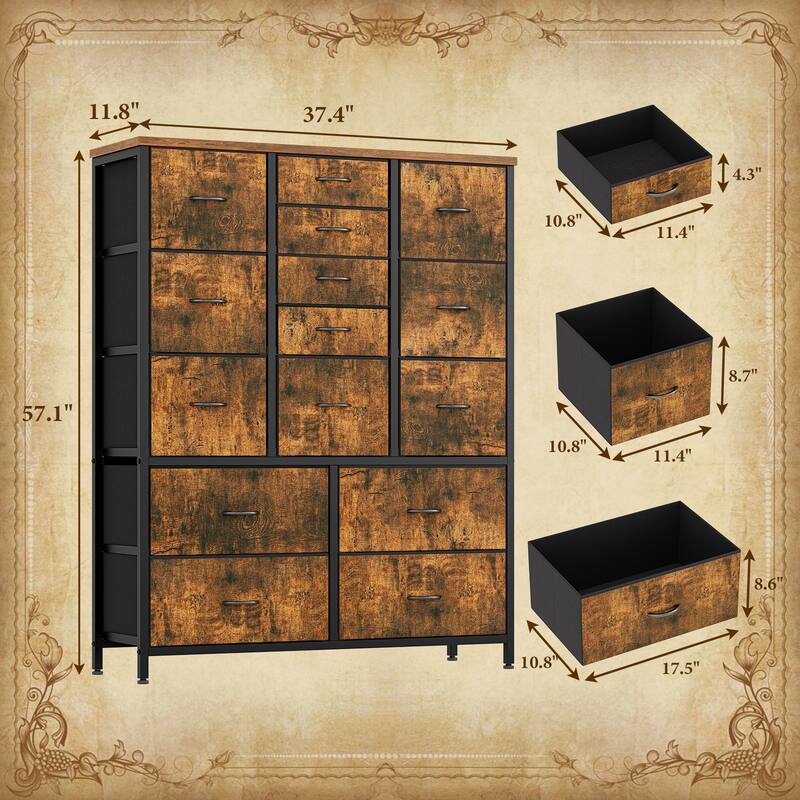 15 Drawers Dresser, Tall Dressers for Bedroom