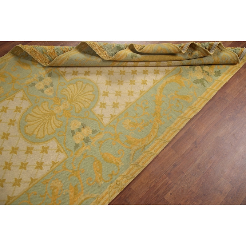 Flat-Weave Vegetable Dye Savonnerie Runner Rug Wool Carpet - 4'3" x 10'1"