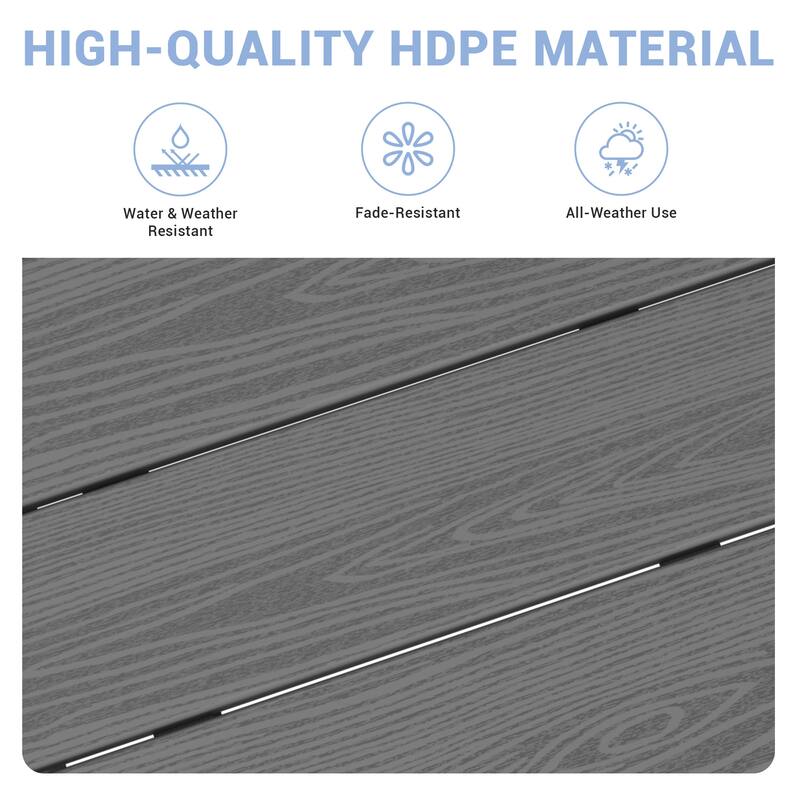 5-Piece HDPE Outdoor Dining Table Sets with Umbrella Hole - 1-Table 4-Chairs