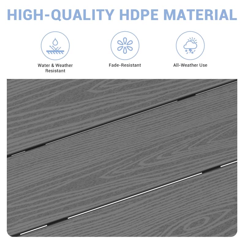 6-Piece HDPE Outdoor Dining Table Sets with Umbrella Hole - 1-Table 4-Chairs-1-Bench