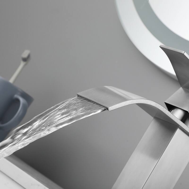 Modern Single Handle Sink Vanity Bathroom Faucet with Waterfall Spout, Anti Corrosion, Anti Rust, Easy Clean