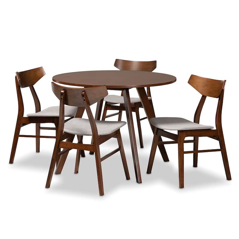 Timothy Mid-Century Modern Transitional 5-Piece Dining Set - Light Grey