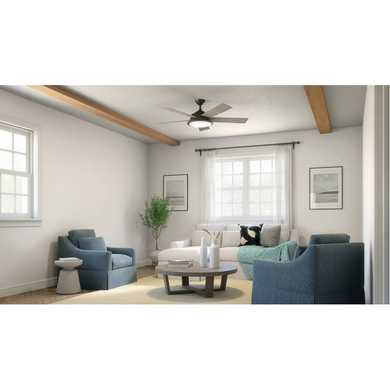 Kichler Verdi 56 Inch LED Ceiling Fan Anvil Iron with Distressed Antique Gray and Walnut Blades