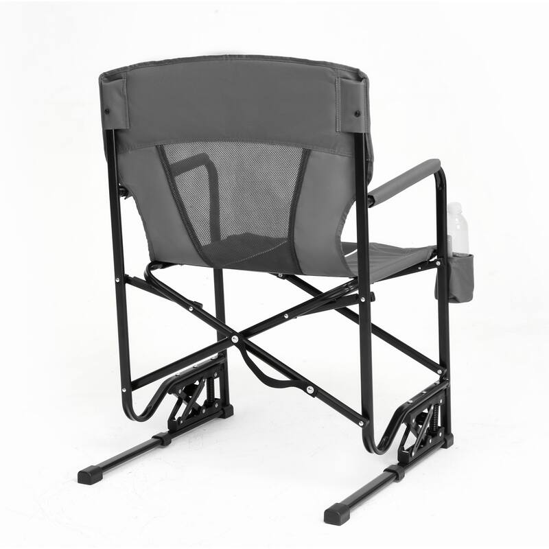 Outdoor Portable Folding Rocking Chair with Armrests and Drink Holder