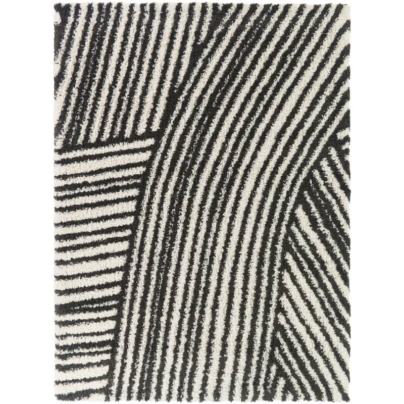 Avraham Abstract Stripe Shag Area Rug