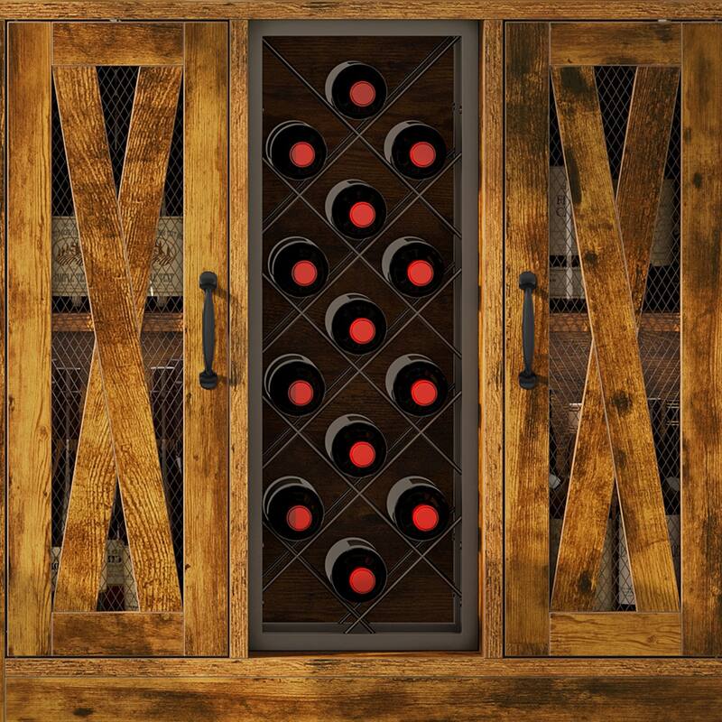 Moasis Bar Cabinet with Wine Rack LED Lights, Sideboard Buffet Storage Cabinet