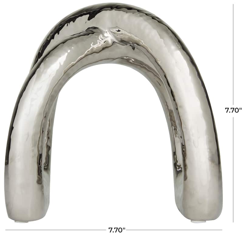 CosmoLiving by Cosmopolitan Porcelain Ceramic Arched Abstract Sculpture - Silver or Gold