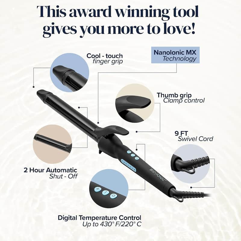 Bio Ionic Long Barrel Styler Ceramic Curling Iron 3 Size Set 1" 1.25" 1.5 "