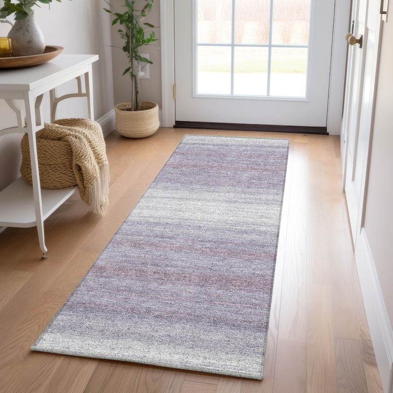 Machine Washable Indoor/ Outdoor Ombre Stripe Chantille Rug - Lavender - 2'3" x 7'6"