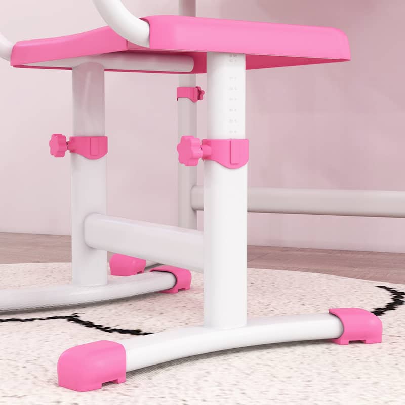 Qaba Kids Desk and Chair Set Height Adjustable Student Writing Desk Children School Study Table