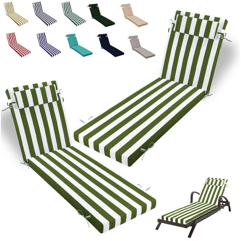 Outdoor Chaise Lounge Cushion, Thicken Waterproof Replacement Back Chaise Cushions for Pool, Sand Beach