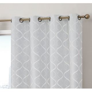 HLC.me Lattice Flocked 100% Complete Blackout Thermal Insulated Window Curtain Grommet Panels - Set of 2