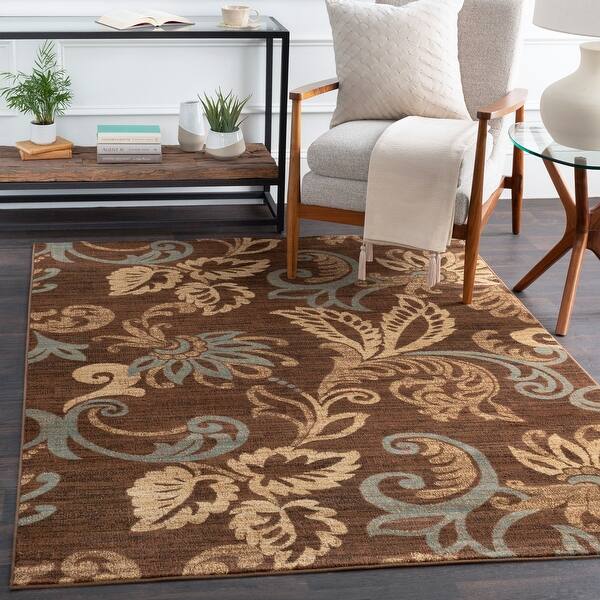 slide 2 of 13, Demirel Transitional Floral Area Rug 8' Round/Surplus - Brunette - Round