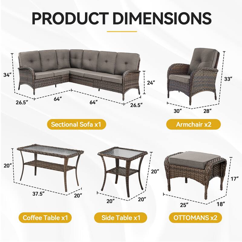 Outdoor Sectional Sofa with Cushion Funiture Set