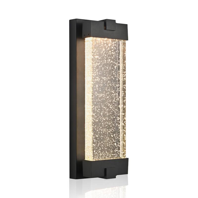 19"H Outdoor Aluminum Weatherproof Wall Sconce w/ Bubble Crystal Glass