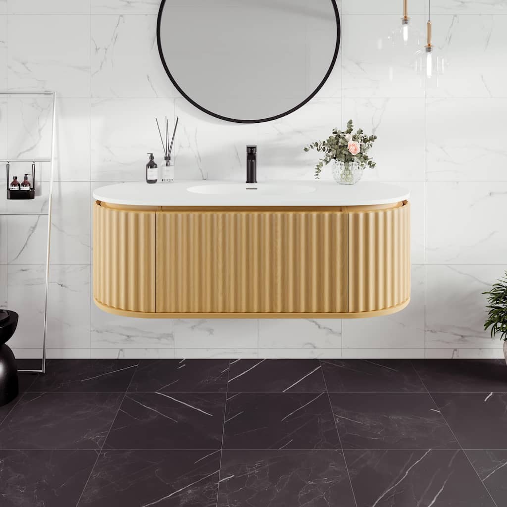 Eviva Haven 48"W Oak Wallmount Bath Vanity with Integrated Sink