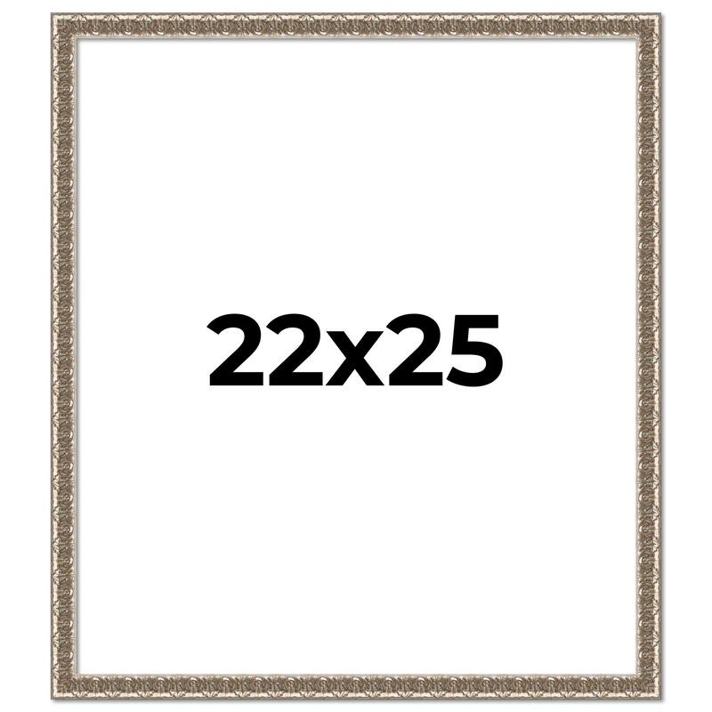 22x25 Frame Silver Versailles Ornate Solid Wood Picture Frame | 1 Inch