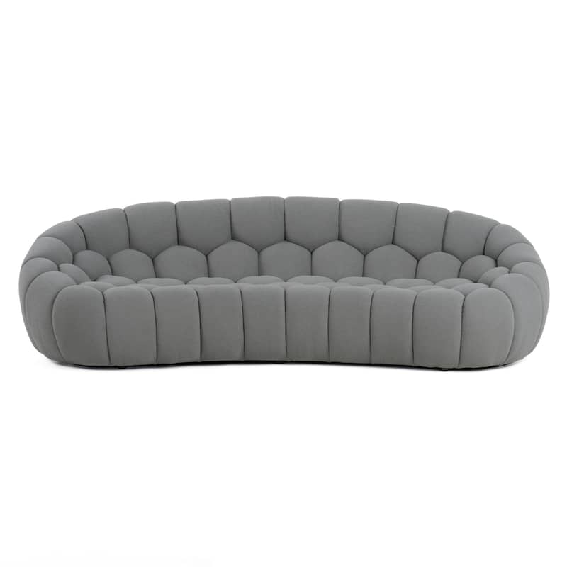 Divani Casa Yolonda Modern Curved Light Grey Fabric Sofa