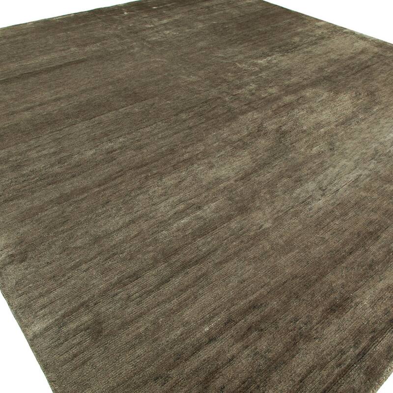 Modern Brown Hand-Knotted Wool & Viscose Area Rug