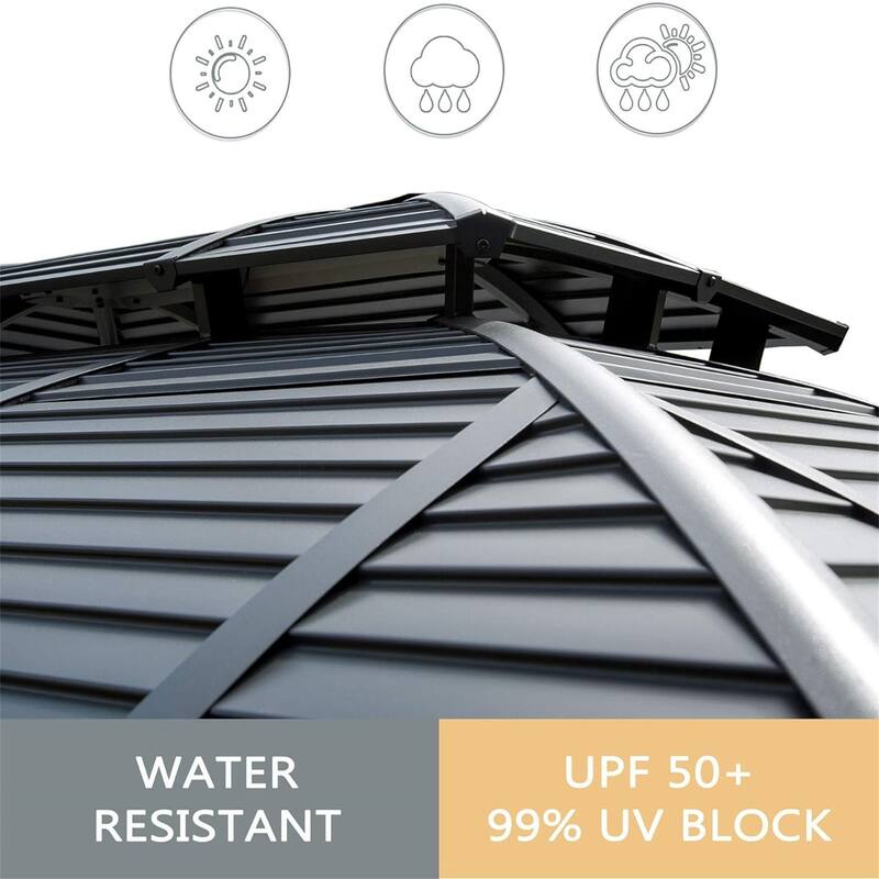 10'x12' Permanent Hardtop Gazebo with Aluminum Frame and Double Steel Roof for Outdoor Use