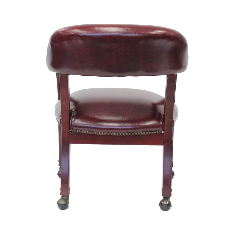 Anna Captain Chair, Nailhead Trim, Hooded Wheel, Burgundy Oxblood Vinyl