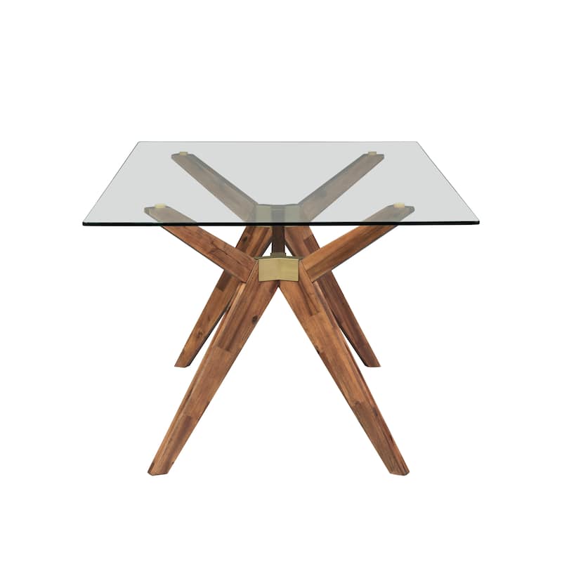 Rye Studio Waldorf Modern Glass Dining Table