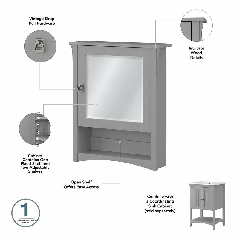 Salinas Bathroom Medicine Cabinet with Mirror by Bush Furniture