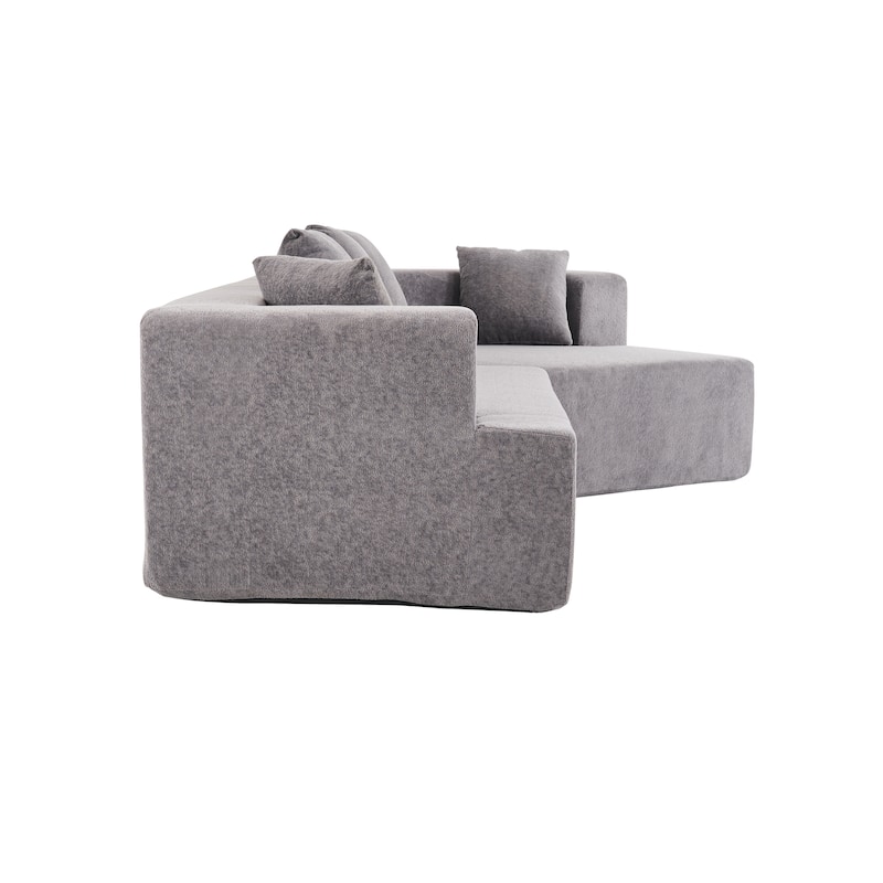 Grey Polyester Memory Foam Couch, No Assembly, Deep Seat, Modern Sofa