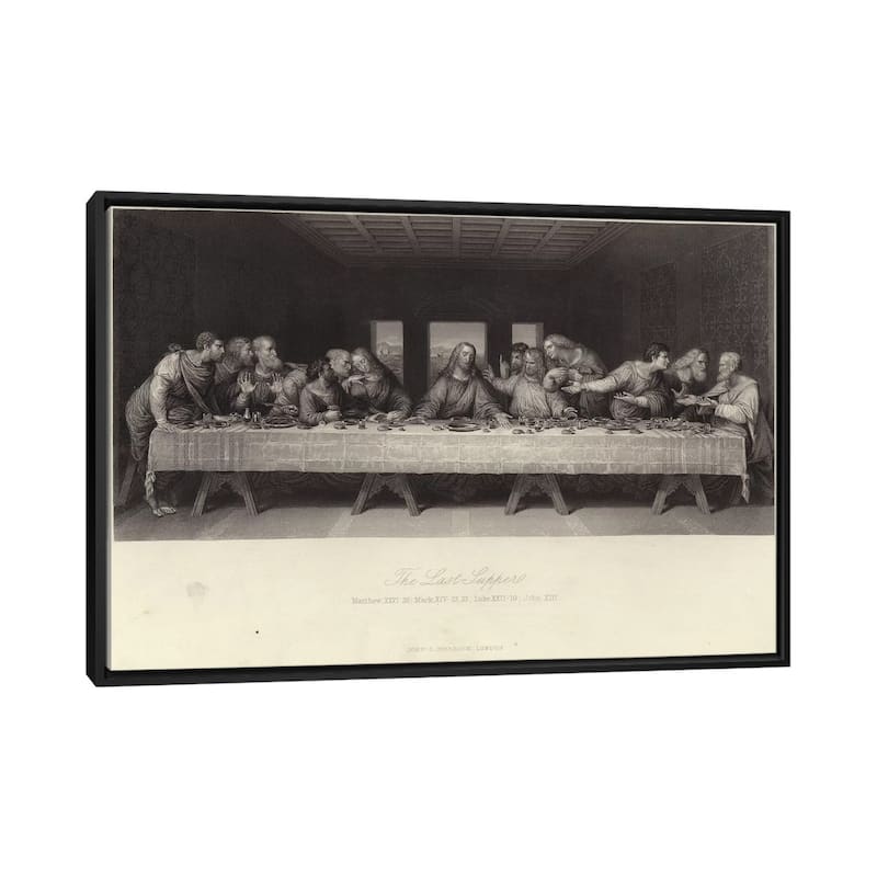 iCanvas "The Last Supper " by Leonardo da Vinci Framed Canvas Print - Black - 32x48