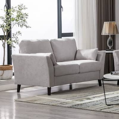 57" Light Gray Woven Fabric Loveseat