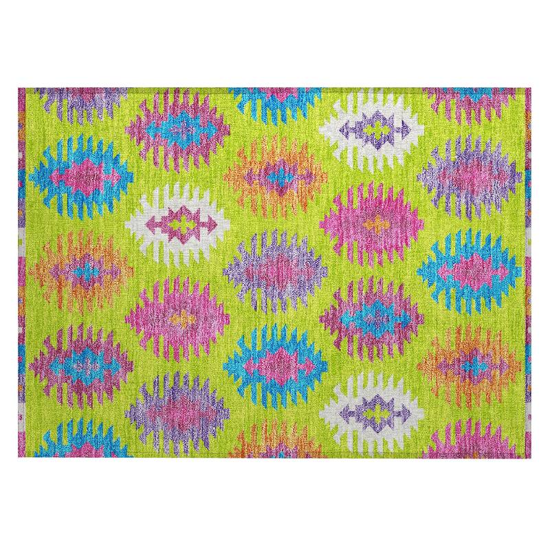 Machine Washable Indoor/ Outdoor Boho Tribal Chantille Rug