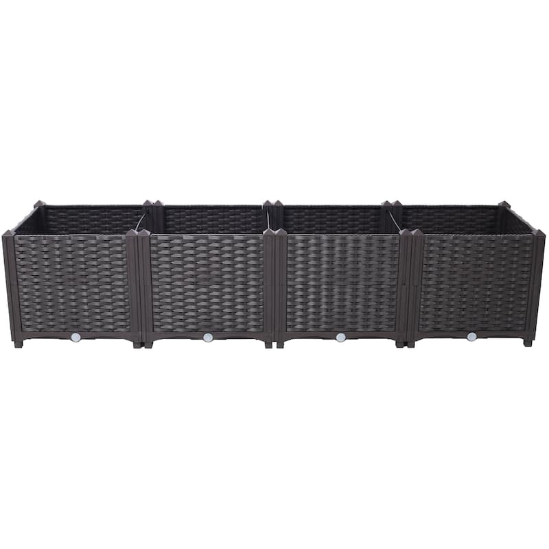 Deep Raised Garden Bed Plastic Planter Boxes for Vegetables Flowers Herbs and Succulents,Self-Watering Planter Box Raised Bed
