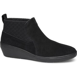 black suede wedge bootie