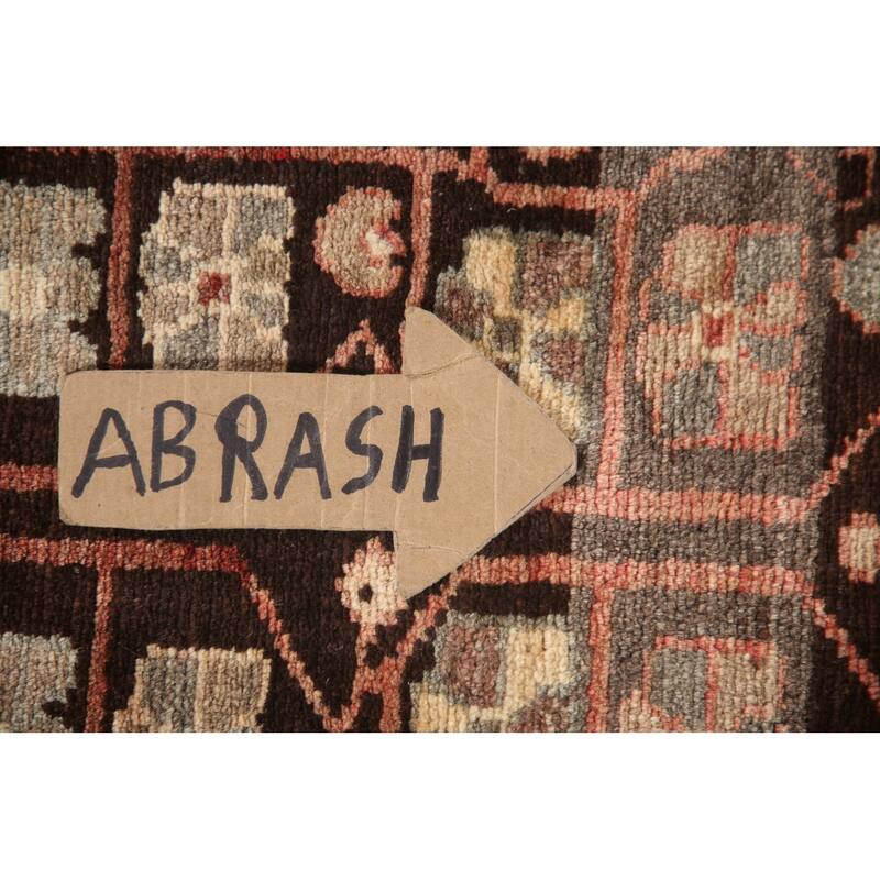 Hand Knotted Oriental 100% Wool Carpet Traditional Geometric Brown Malayer Runner Rug - 10' 0'' X 3' 9''