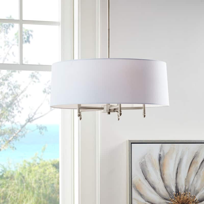 5-Light White Drum Shade Chandelier