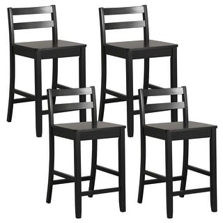 Costway 24-Inch Wooden Bar Stools Set of 4 with Ergonomic Backrest
