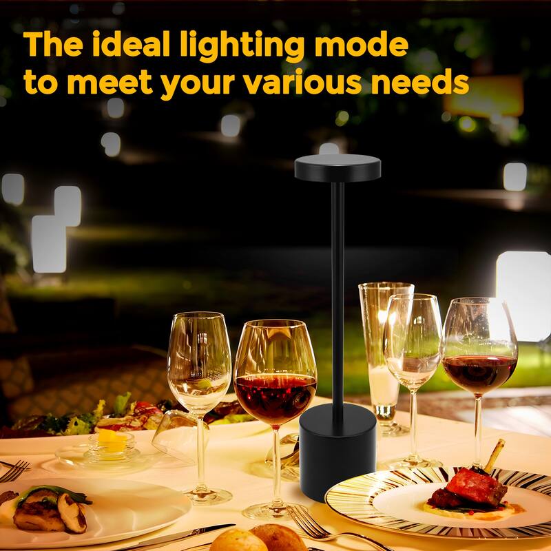 Modern Cordless Small Table Lamps Set of 2, Portable LED Desk Lamp, 3600mAh Rechargeable Battery Operated Lighting - 3.54 in.