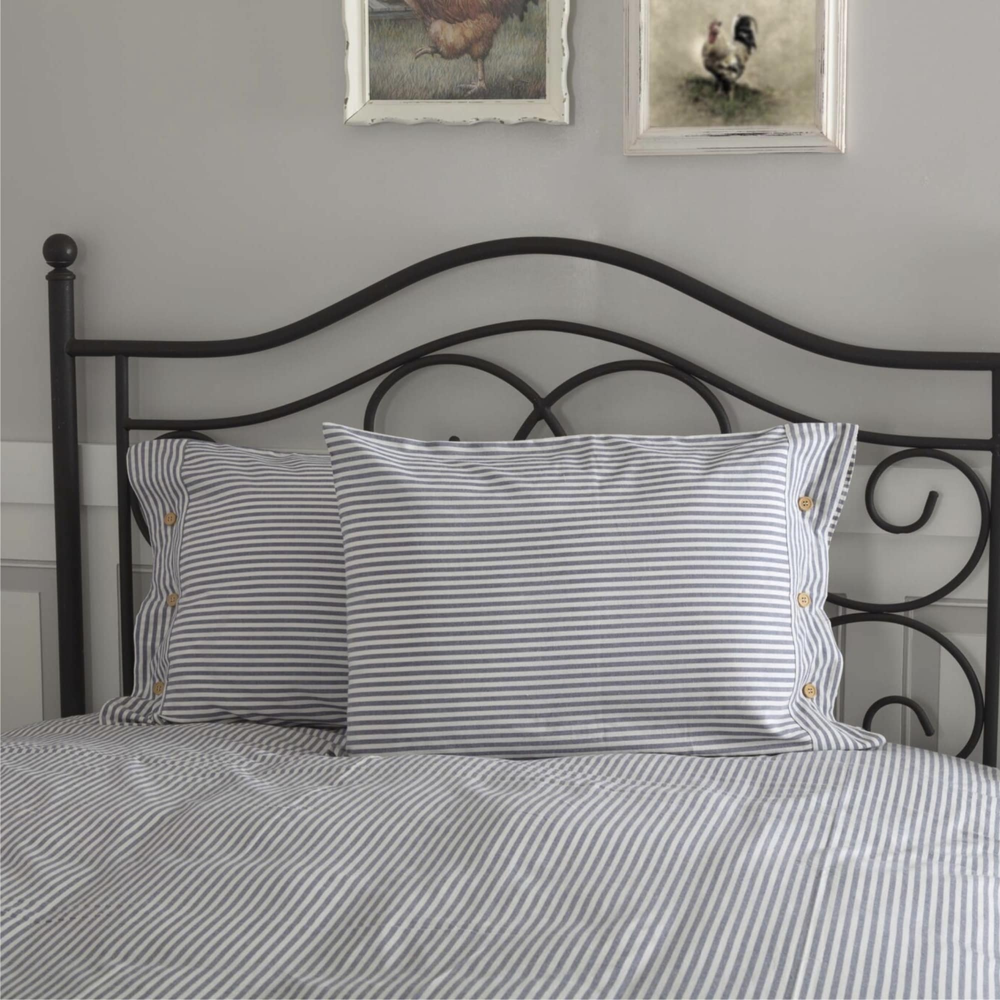 Farmhouse Ticking Blue Standard Sham