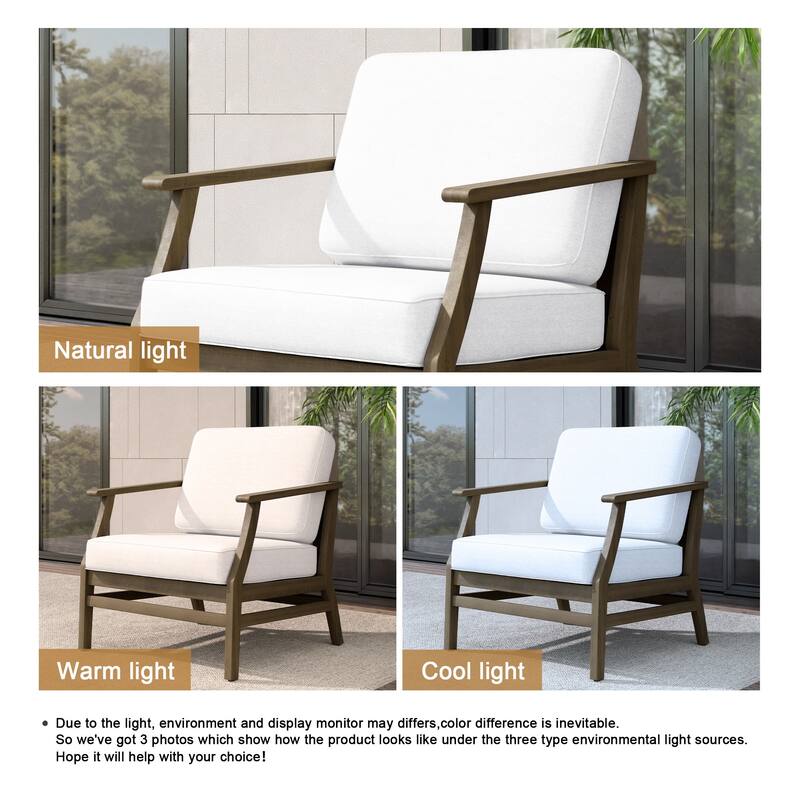 Teak Outdoor Patio Club Chairs Loveseat with Cushions