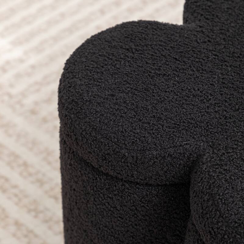 SEYNAR Modern Glam Teddy Velvet Flower Shape Storage Ottoman