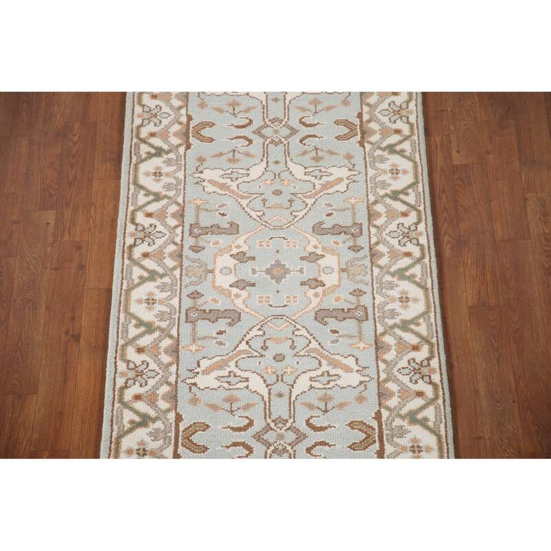 Floral Oushak Oriental Runner Rug Handmade Wool Carpet - 2'7"x 15'8"