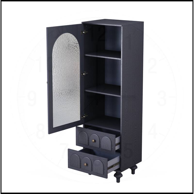 62.99" Tall Storage Display Cabinet with Tempered Glass Door