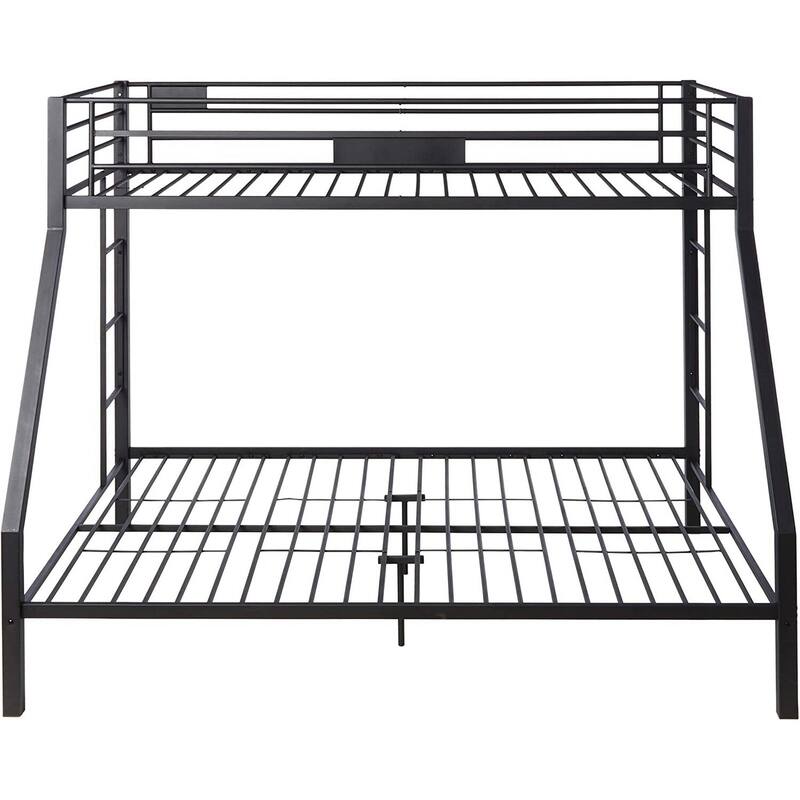 Gothic Glamour Metal Twin XL Bunk Bed - Black Bed Frame with Ladders & Guardrails