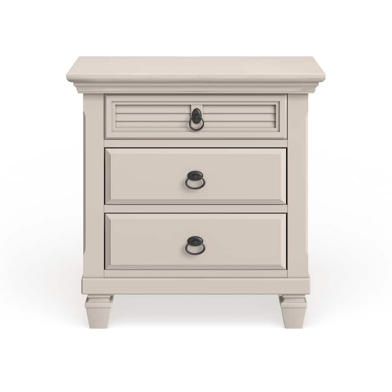 Gracewood Hollow Gregory White Pine Wood 3-drawer Nightstand