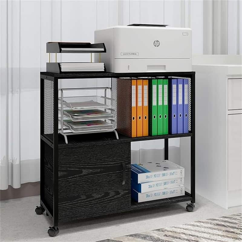 Mobile Wood Lateral File Cabinets - 15.7"D x 31.5"W x 29.7"H